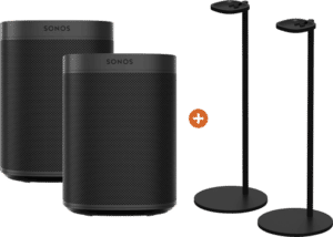 Sonos One SL Duopack + Sonos Speaker Standaard Paar Zwart