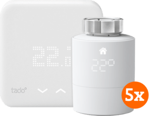 Tado Draadloze Slimme Thermostaat V3+ Startpakket + 5 radiatorknoppen