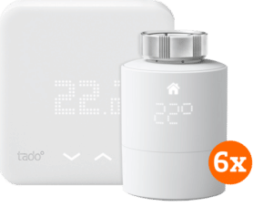 Tado Draadloze Slimme Thermostaat V3+ Startpakket + 6 radiatorknoppen