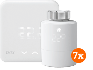 Tado Draadloze Slimme Thermostaat V3+ Startpakket + 7 radiatorknoppen