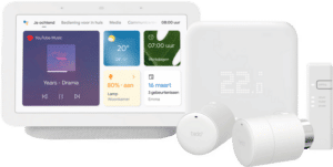 Tado Slimme Thermostaat V3+ Startpakket + 2 radiatorknoppen + Google Nest Hub 2 Chalk