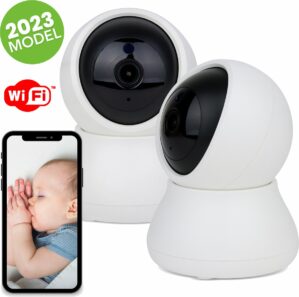 Xoomo Babycamera Duo met Babyfoon App - 2 Camera's en App - Draadloze Babyfoons - Baby Camera - Pet Cam - Pet Camera - Huisdier Camera - Wifi - 2-WegAudio - Ultra HD