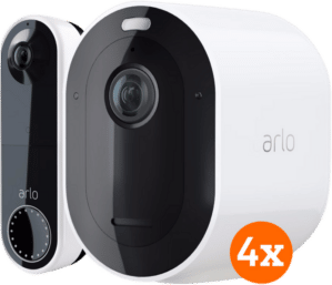 Arlo Pro 4 Beveiligingscamera Wit 4-pack + Arlo Draadloze Video Doorbell Wit