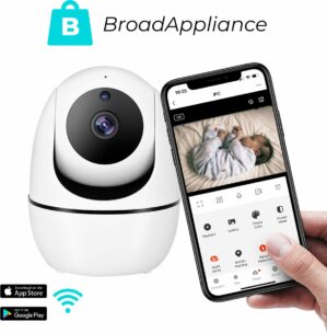 BroadAppliance Babyfoon Met App - GRATIS 32GB SD Kaart Voor Playback Functie - Smart App - Automatisch Volgen Functie - Bewegingsdetectie En Geluidsdetectie - Nachtvisie - Wifi Verbinding - Telefoon Notificaties - Multifunctioneel - Full HD