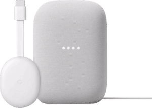 Google Chromecast HD met Google TV + Google Nest Audio Chalk