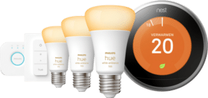 Google Nest Thermostat V3 + Philips Hue White Ambiance Starter Pack E27 + dimmer + Bridge