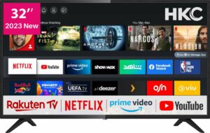 HKC NHV32H3 Smart TV 32 Inch (80 cm) Televisie met Netflix, Prime Video, Rakuten TV, DAZN, Disney+, Youtube, UVM, Wifi, Triple Tuner DVB-T2 / S2 / C