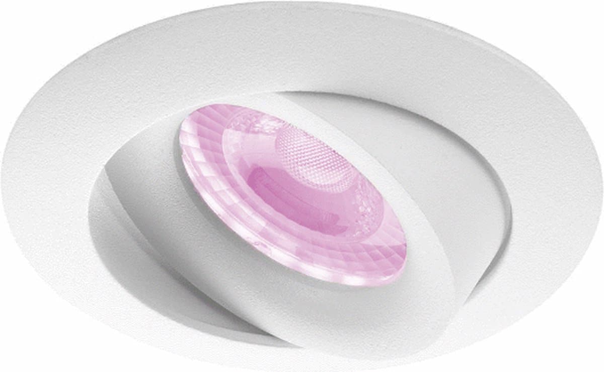 Inbouwspot Florian met Philips HUE White and Color - inbouwspot - Wit - rond - Voor binnen / woonkamer / keuken / slaapkamer - IP20 - GU10 - Buitendiameter: 81MM - boorgat: 70-75MM - min. Inbouwdiepte: 70MM