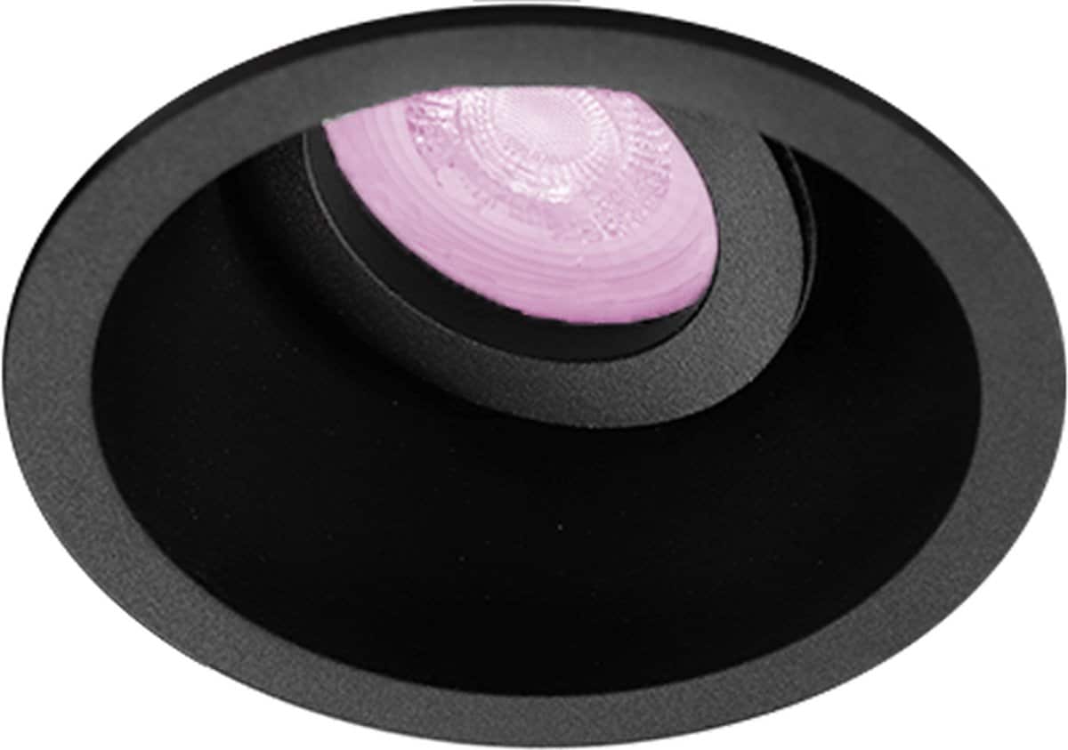 Inbouwspot Frans met Philips HUE White and Color - inbouwspot - Zwart - rond verdiepte spot - Voor binnen / woonkamer / keuken / slaapkamer - IP20 - GU10 - Buitendiameter: 93MM - boorgat: 80-84MM - min. Inbouwdiepte: 90MM