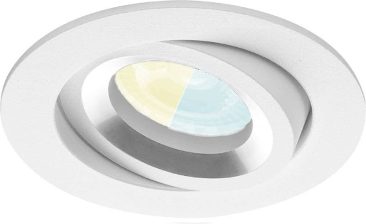 Inbouwspot Julian met Philips HUE White Ambiance - inbouw spot - Wit - rond - Voor binnen / woonkamer / keuken / slaapkamer - IP20 - GU10 - Buitendiameter: 81MM - boorgat: 70-75MM - min. Inbouwdiepte: 70MM