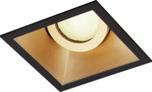 Inbouwspot Sjoerd - Slimme inbouwspot Sjoerd - spotje - Goud / Zwart - vierkant verdiepte spot - Voor binnen / woonkamer / keuken / slaapkamer - IP20 - GU10 - Buitendiameter: 93MM - boorgat: Vierkante uitsparing - min. Inbouwdiepte: 90MM - Exclusieve