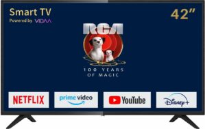 RCA iRV42H3 Smart TV 42 inch (106 cm) Televisie met Netflix, Prime Video, Rakuten TV, DAZN, Disney+, Youtube, UVM, Wifi, triple tuner DVB-T2/S2/C, Dolby Audio