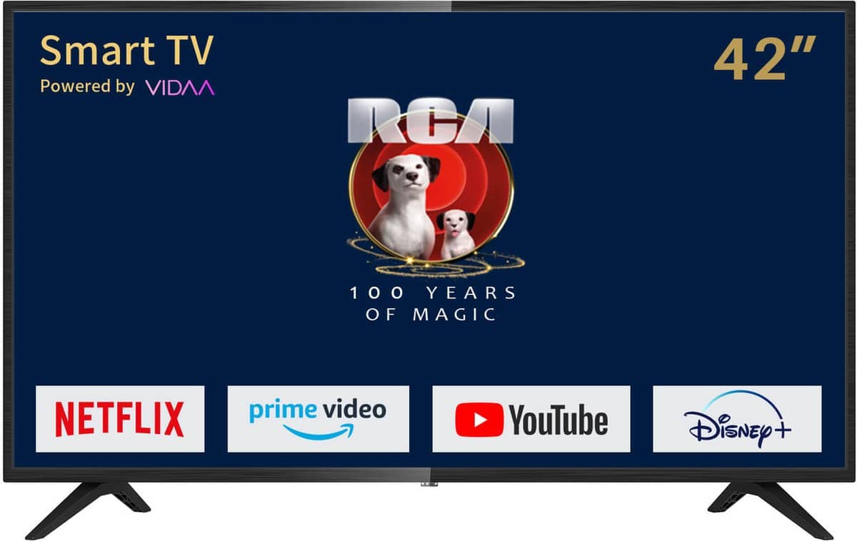 RCA iRV42H3 Smart TV 42 inch (106 cm) Televisie met Netflix, Prime Video, Rakuten TV, DAZN, Disney+, Youtube, UVM, Wifi, triple tuner DVB-T2/S2/C, Dolby Audio