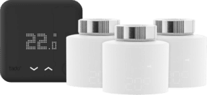 Tado Slimme Thermostaat V3+ Zwart Draadloos Startpakket + 3 radiatorknoppen