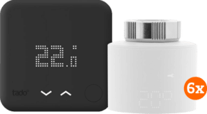 Tado Slimme Thermostaat V3+ Zwart Draadloos Startpakket + 6 radiatorknoppen