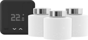 Tado Slimme Thermostaat V3+ Zwart Startpakket + 3 radiatorknoppen