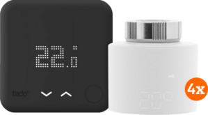 Tado Slimme Thermostaat V3+ Zwart Startpakket + 4 radiatorknoppen