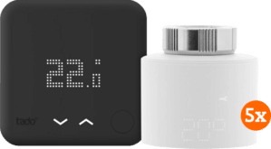 Tado Slimme Thermostaat V3+ Zwart Startpakket + 5 radiatorknoppen