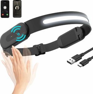 Molisan LED Hoofdlamp 230° met Bluetooth-koppeling! - Te bedienen met bewegingssensor - Oplaadbaar USB Type C - 350 lumen