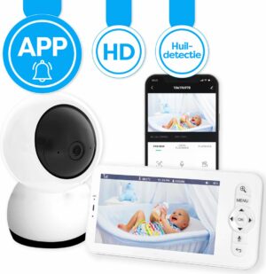 AngelTech Babyfoon Royale - Babyfoon Met Camera en App - Baby Monitor - Met 12.7cm Haarscherp HD Display & gratis App - Baby Camera
