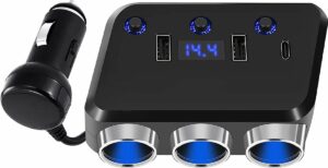 Auto Sigarettenaansteker Splitter 110W 12V/24V - 65-PD - 3x Sigaretten Aansluitingen - 2x USB Fast Charge 3.1A - 1x USB-C Fast Charger