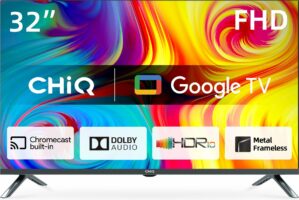 CHiQ L32H8CG 32 inch TV, Smart TV, FHD, Metal Frameless, HDR10&HLG, Triple Tuner(DVB-T2/S2/C), Google Play, 1.5G RAM+8G ROM, Chromecast, 2.4/5G WiFi