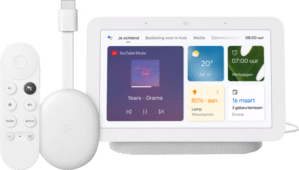 Google Chromecast HD met Google TV + Google Nest Hub 2 Chalk