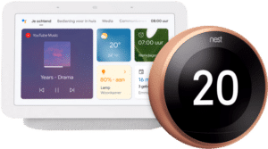 Nest Learning Thermostat V3 Premium Koper + Google Nest Hub 2 Chalk