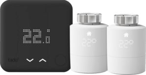 Tado Slimme Thermostaat V3+ Zwart Draadloos Startpakket + 2 radiatorknoppen