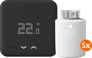 Tado Slimme Thermostaat V3+ Zwart Startpakket + 7 radiatorknoppen