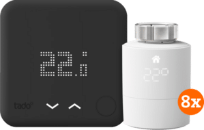 Tado Slimme Thermostaat V3+ Zwart Startpakket + 8 radiatorknoppen